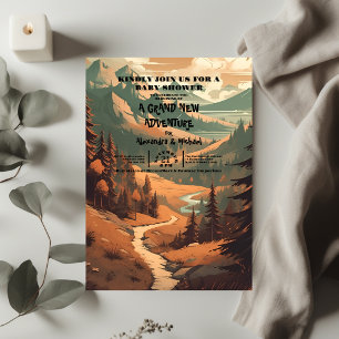 Rustic Mountain Forest Evergreen Baby Shower Inbjudningar