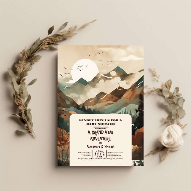 Rustic Mountain Forest Evergreen Baby Shower Inbjudningar (Skapare uppladdad)