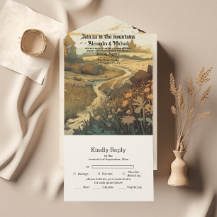 Rustic Mountain Forest Evergreen Bröllop