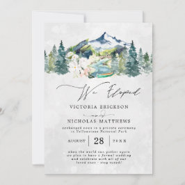 Rustic Mountain Forest Evergreen Bröllop Elopement Inbjudningar