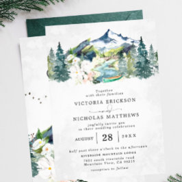 Rustic Mountain Forest Evergreen Träd Bröllop Inbjudningar