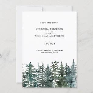 Rustic Mountain Forest Evergreen Träd Bröllop Invi Inbjudningar