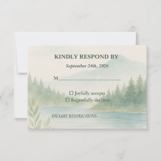 Rustic Mountain Forest Watercolor Wedding RSVP  OSA Kort