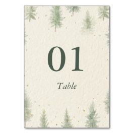 Rustic Mountain Forest Watercolor Wedding Table Bordsnummer