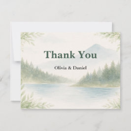 Rustic Mountain Forest Watercolor Wedding Thanks Tack Kort