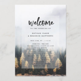 Rustic Mountain Gräs Träd Fall Wedding Ceremony Program