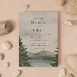 Rustic Mountain & Lake Evergreen Wedding Inbjudningar