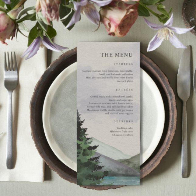 Rustic Mountain & Lake Evergreen Wedding Meny (Skapare uppladdad)