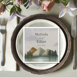 Rustic Mountain & Lake Evergreen Wedding Pappersservett