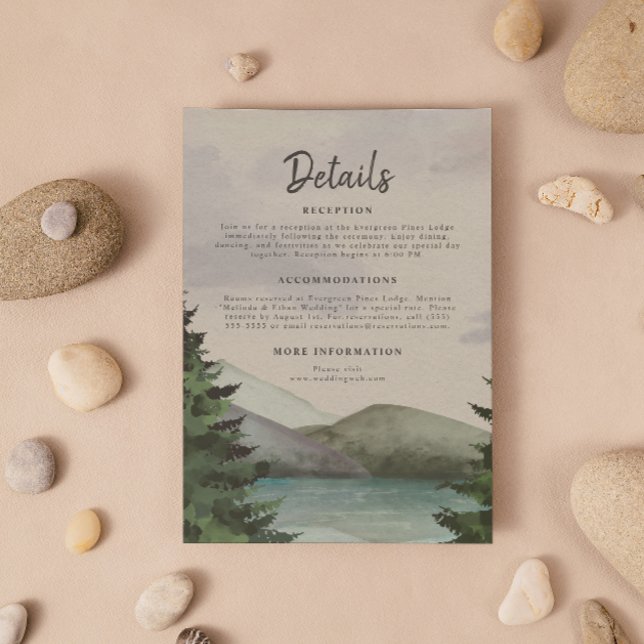 Rustic Mountain & Lake Evergreen Wedding Tilläggskort (Skapare uppladdad)