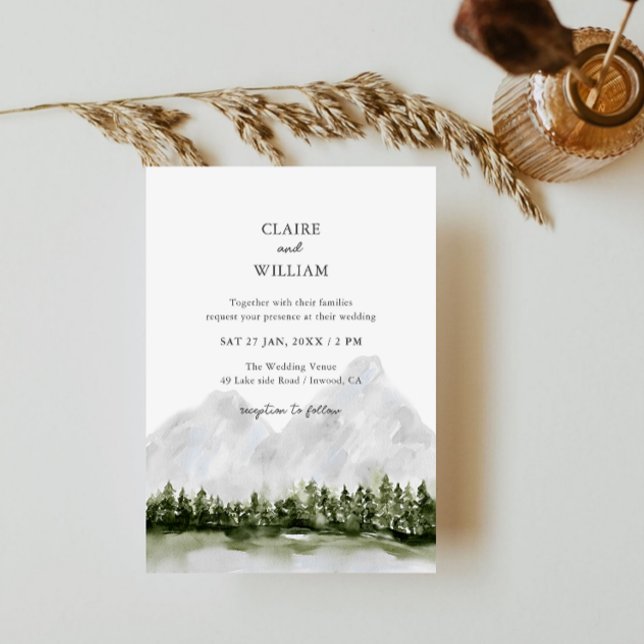 Rustic Mountain Lake Wedding Invitation Inbjudningar (Skapare uppladdad)