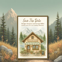 Rustic Mountain Monogram bröllop spara datum