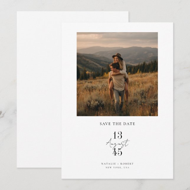 Rustic Mountain Photo Wedding Save the Date Spara Datumet (Fram/baksida)