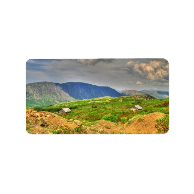 Rustic Mountain Scene Adressetikett (Framsidan)