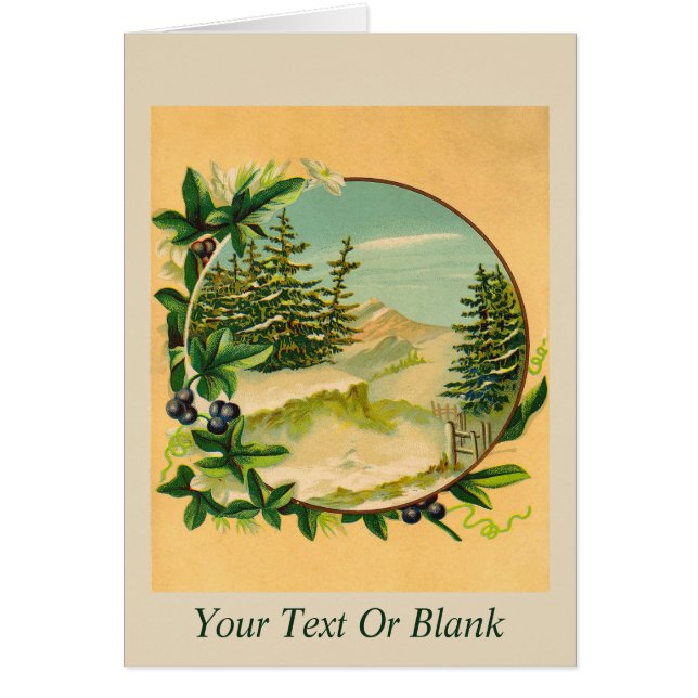 Rustic Mountain Scene Hälsningskort (Framsidan)