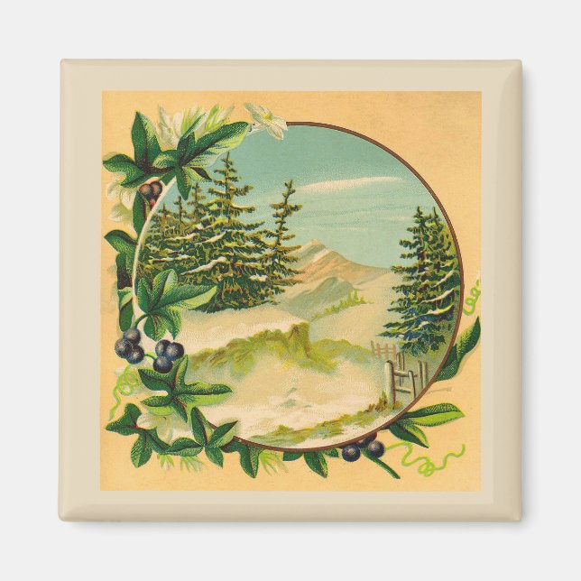 Rustic Mountain Scene Magnet (Framsidan)