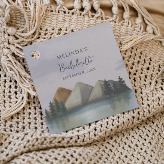 Rustic Mountain & Sjö Bachelorette Helg Gåvor Etiketter (Skapare uppladdad)