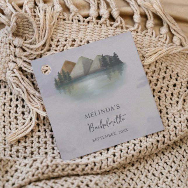 Rustic Mountain & Sjö Bachelorette Helg Gåvor Etiketter (Skapare uppladdad)