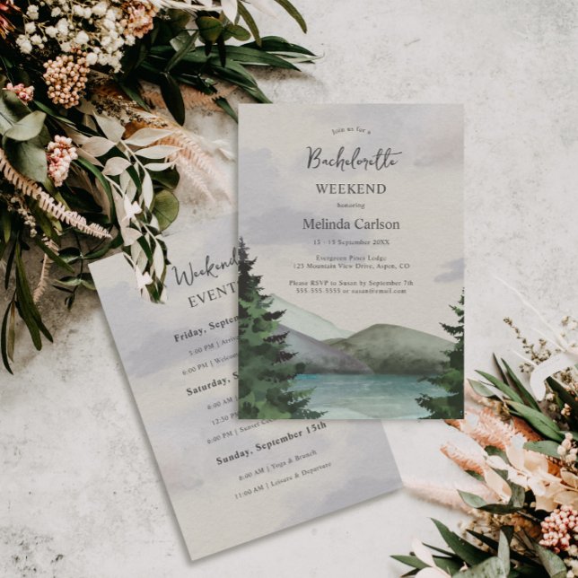 Rustic Mountain & Sjö Bachelorette Helg Inbjudningar (Skapare uppladdad)