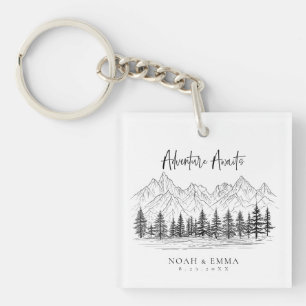 Rustic Mountain Sketch Woodland Gräs Bröllop
