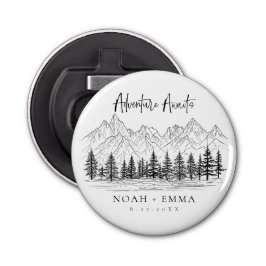 Rustic Mountain Sketch Woodland Gräs Bröllop Flasköppnare