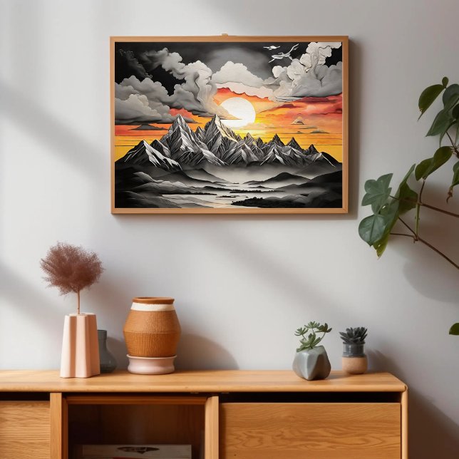Rustic Mountain Sunrise liggande Poster (Skapare uppladdad)