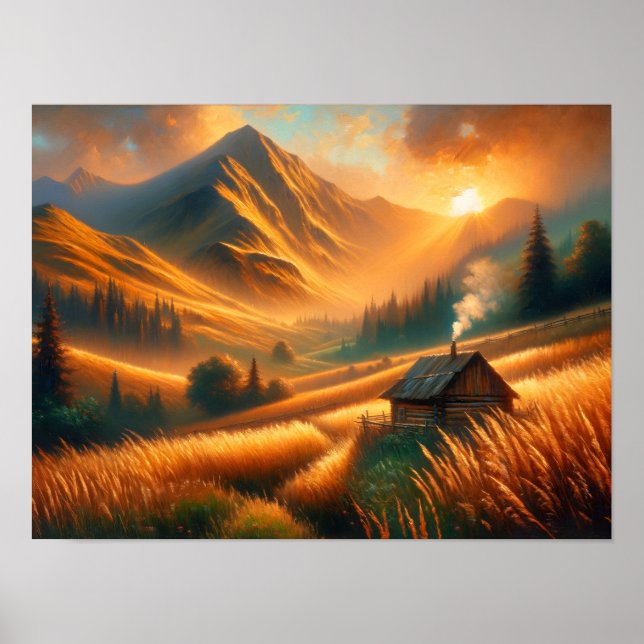 Rustic Mountain Sunrise Poster (Framsidan)
