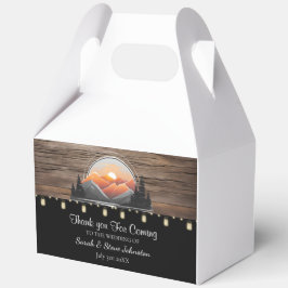 Rustic Mountain Valley Forest Sunset Wedding Favor Presentaskar