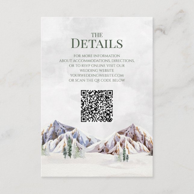 Rustic Mountain Wedding QR code Details Insert Tilläggskort (Framsida)
