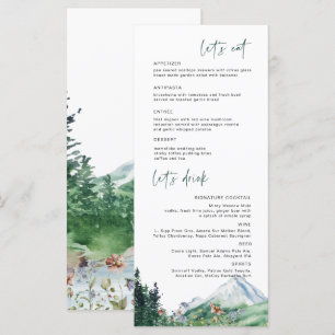 Rustic Mountain Wildblomma   Boho Bröllop Menu Meny