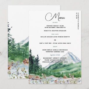 Rustic Mountain Wildblomma   Boho Bröllop Menu Meny
