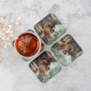 Rustic Mountain Wildblomma   Boho Bröllop Photo Underlägg Papper Kvadrat