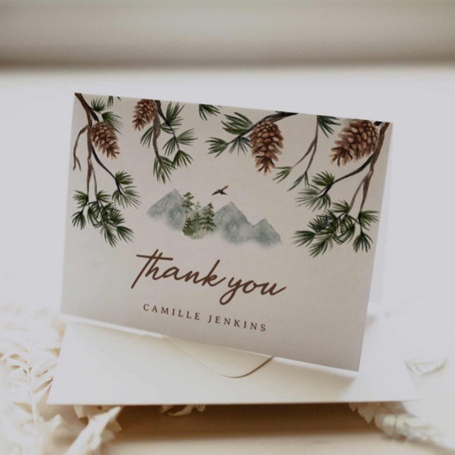 Rustic Mountains Boy Baby Shower Tack Kort (Woodland Forest Baby Shower Thank you card)