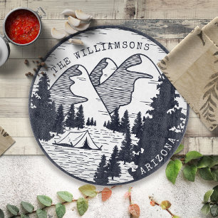 Rustic Mountains & Forest Navy Blue Personlig