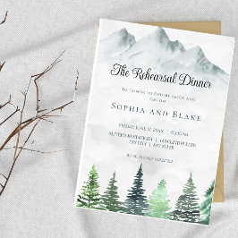 Rustic Mountains & Forest Watercolor Rehearsal Inbjudningar