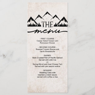 Rustic Mountains & Gräs Träd Bröllop Menu Meny