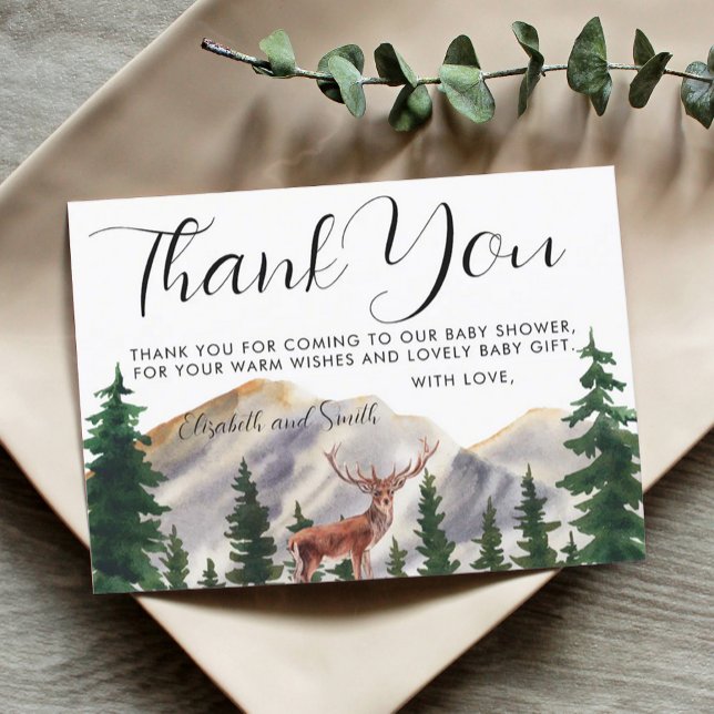 Rustic Mountains Hjort Baby Shower Tack (Skapare uppladdad)