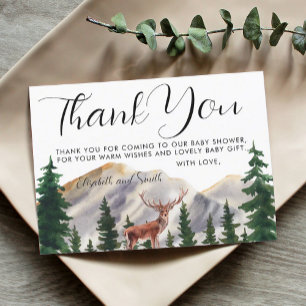 Rustic Mountains Hjort Baby Shower Tack Kort