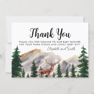 Rustic Mountains Hjort Baby Shower Tack Kort
