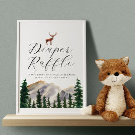 Rustic Mountains Hjort Diaper Raffle Sign Poster