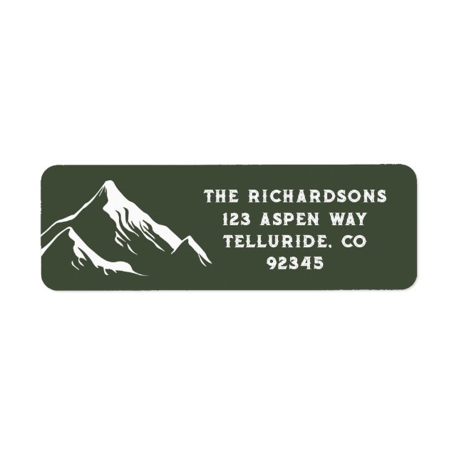 Rustic Mountains Personlig Family Namn Sjö Ski Returadress Etikett (Framsidan)