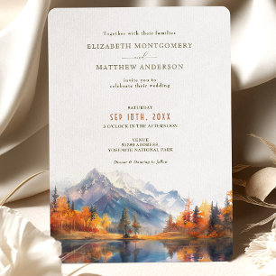 Rustic Mountains Sjö Fall Winter Wedding Inbjudningar