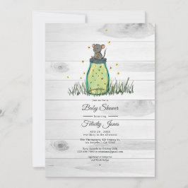 Rustic Mouse Firefly Mason Burk Baby Shower Inbjudningar