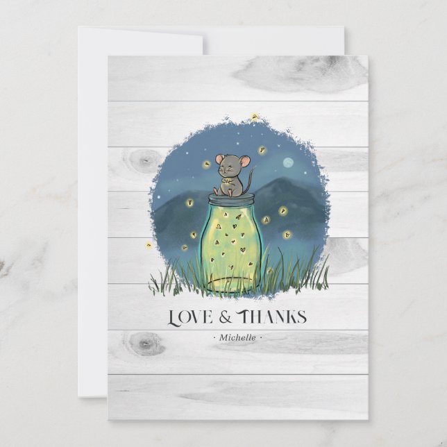 Rustic Mouse Firefly Mason Burk Tack Kort (Framsida)