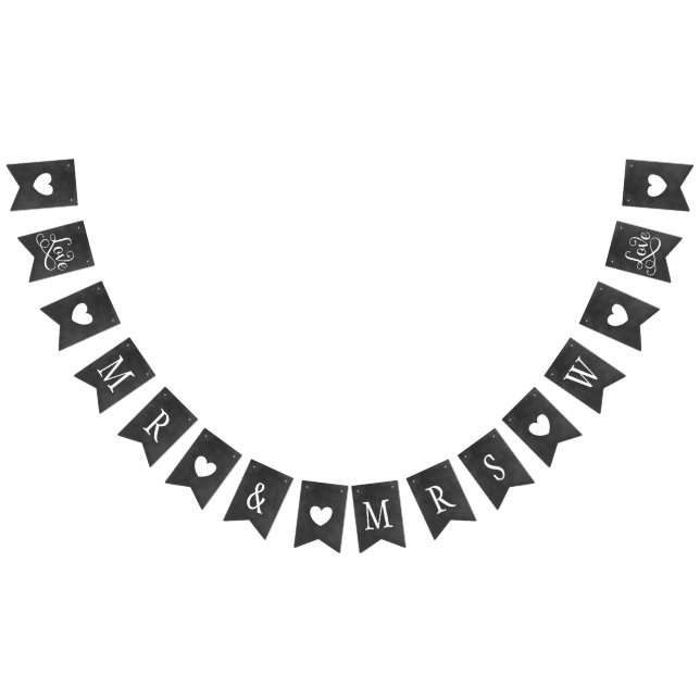 Rustic Mr och Black Chalkboard Anpassningsbar Init Vimplar (Alla)