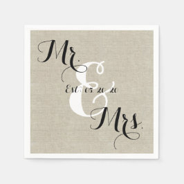 Rustic Mr. och Linen Personligt bröllp Napkins Pappersservett