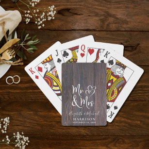 Rustic Mr. och Mrs. Bröllop Casinokort