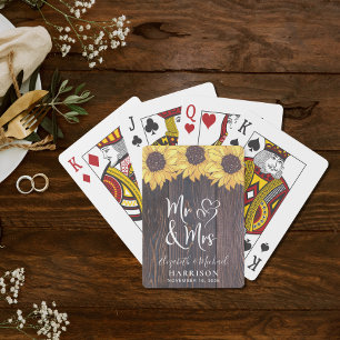 Rustic Mr. och Solros Bröllop Casinokort
