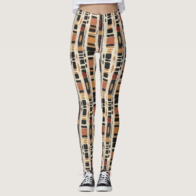 Rustic Mudcloth Geometric Pattern (3) Leggings (Framsida)