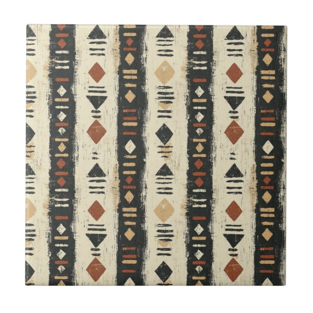 Rustic Mudcloth Geometric Pattern (4) Kakelplatta (Framsidan)